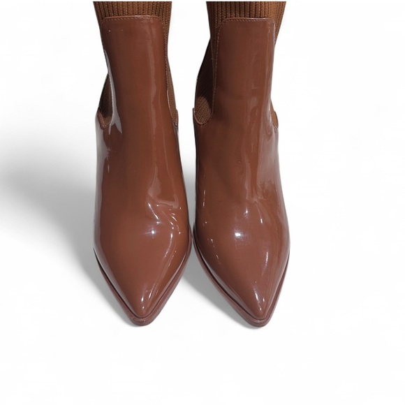 Line NewSteve Madden Shine Boots Cognac Pointed Toe Block Heel Slip On 9.5 - Picture 8 of 8